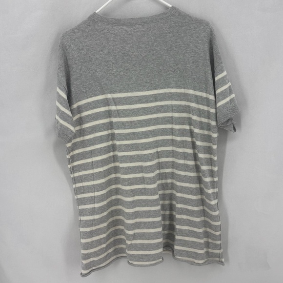 Eileen Fisher Women’s Small Gray White Stripes Crew Neck Organic Cotton Tee - Picture 3 of 9
